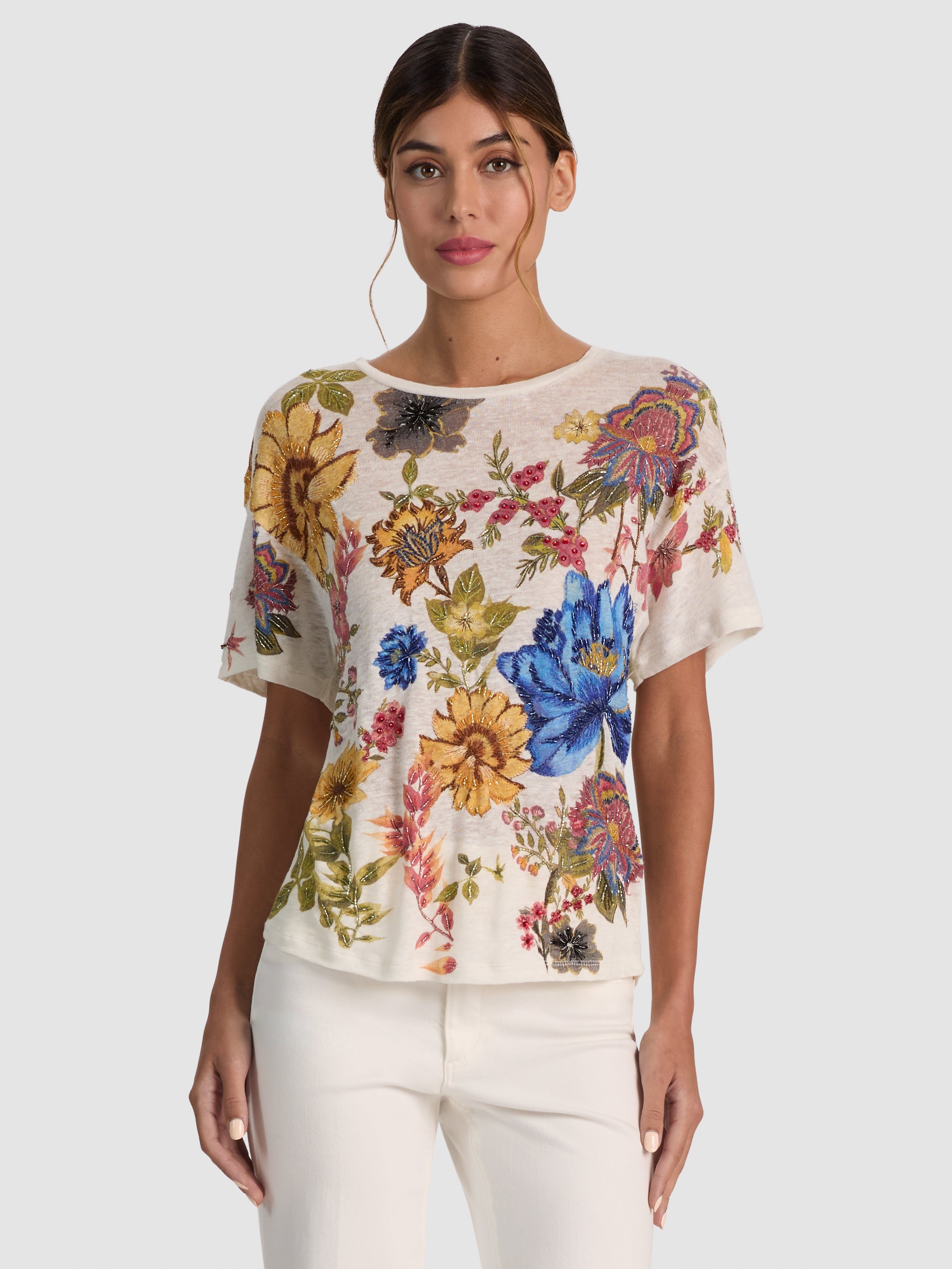EVAN EMBELLISHED OVERSIZED TEE-ALICE + OLIVIA