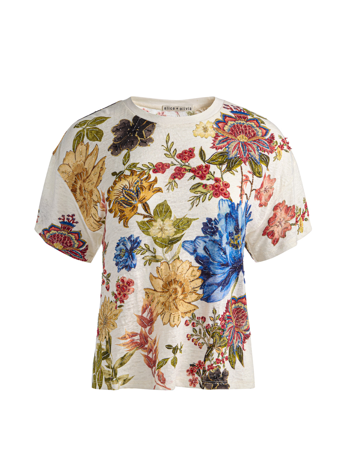 EVAN EMBELLISHED OVERSIZED TEE - FALLEN PETALS