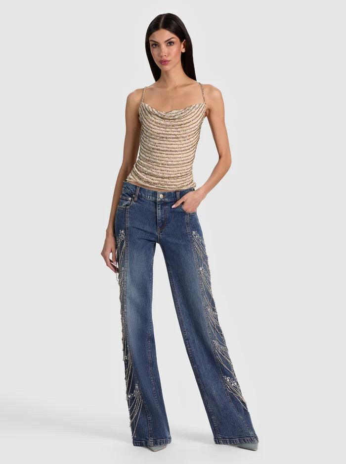 HARMON CRYSTAL SLIP TANK-ALMOND/CLEAR CRYSTAL-ALICE + OLIVIA