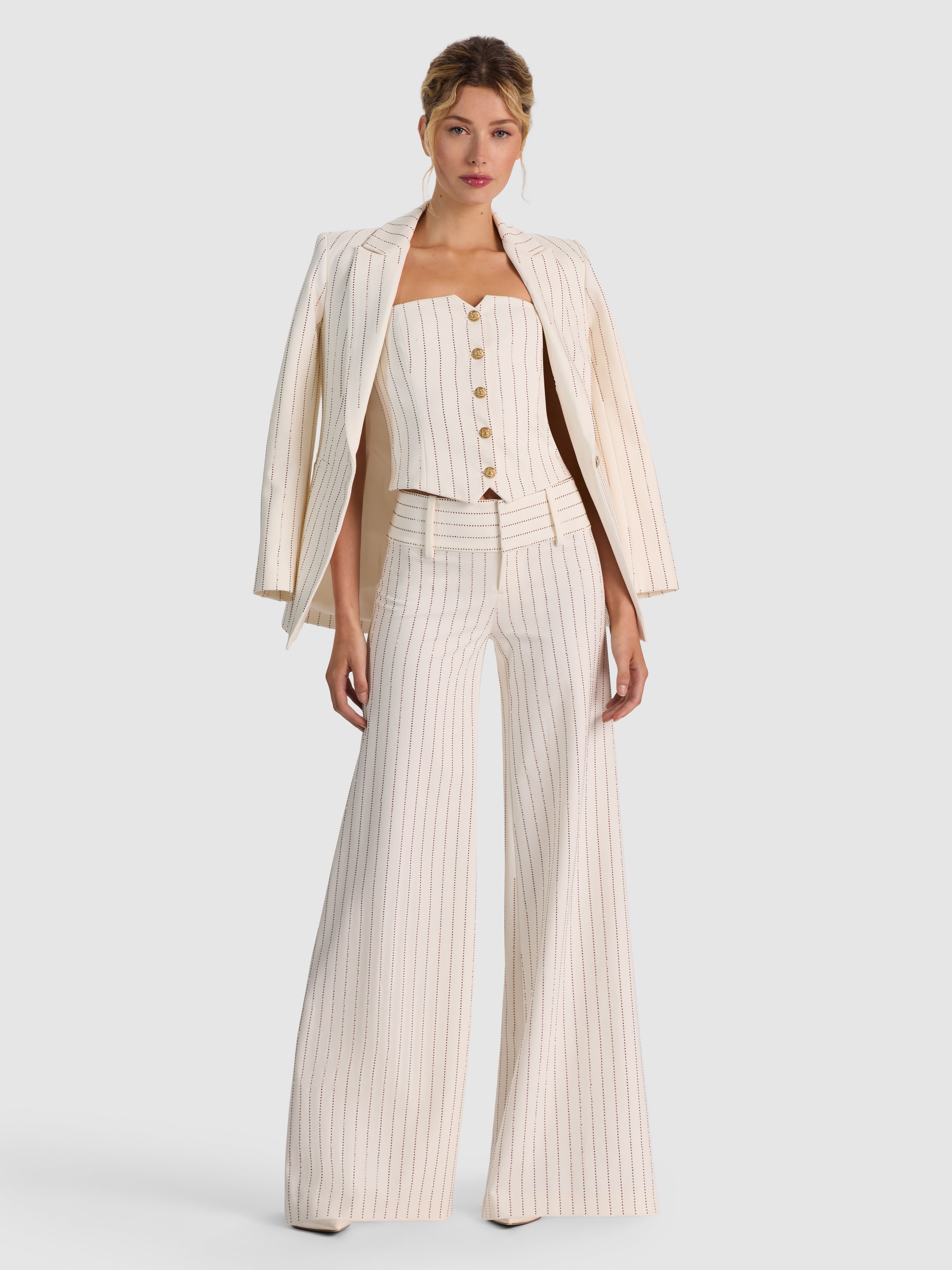 BREANN EMBELLISHED BLAZER-OFF WHITE/GOLD-ALICE + OLIVIA