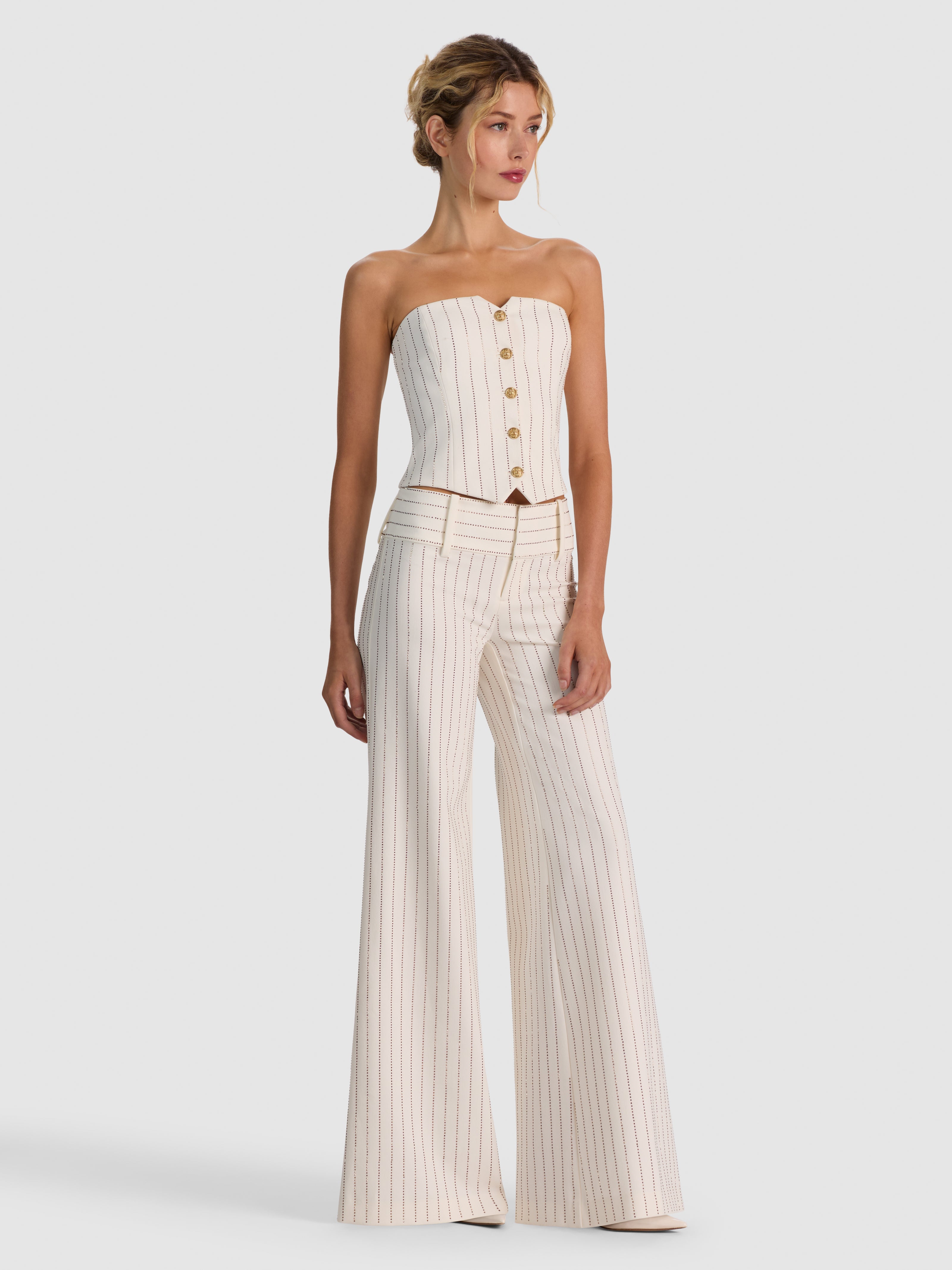 KELCEY STRAPLESS EMBELLISHED VEST-OFF WHITE/GOLD-ALICE + OLIVIA
