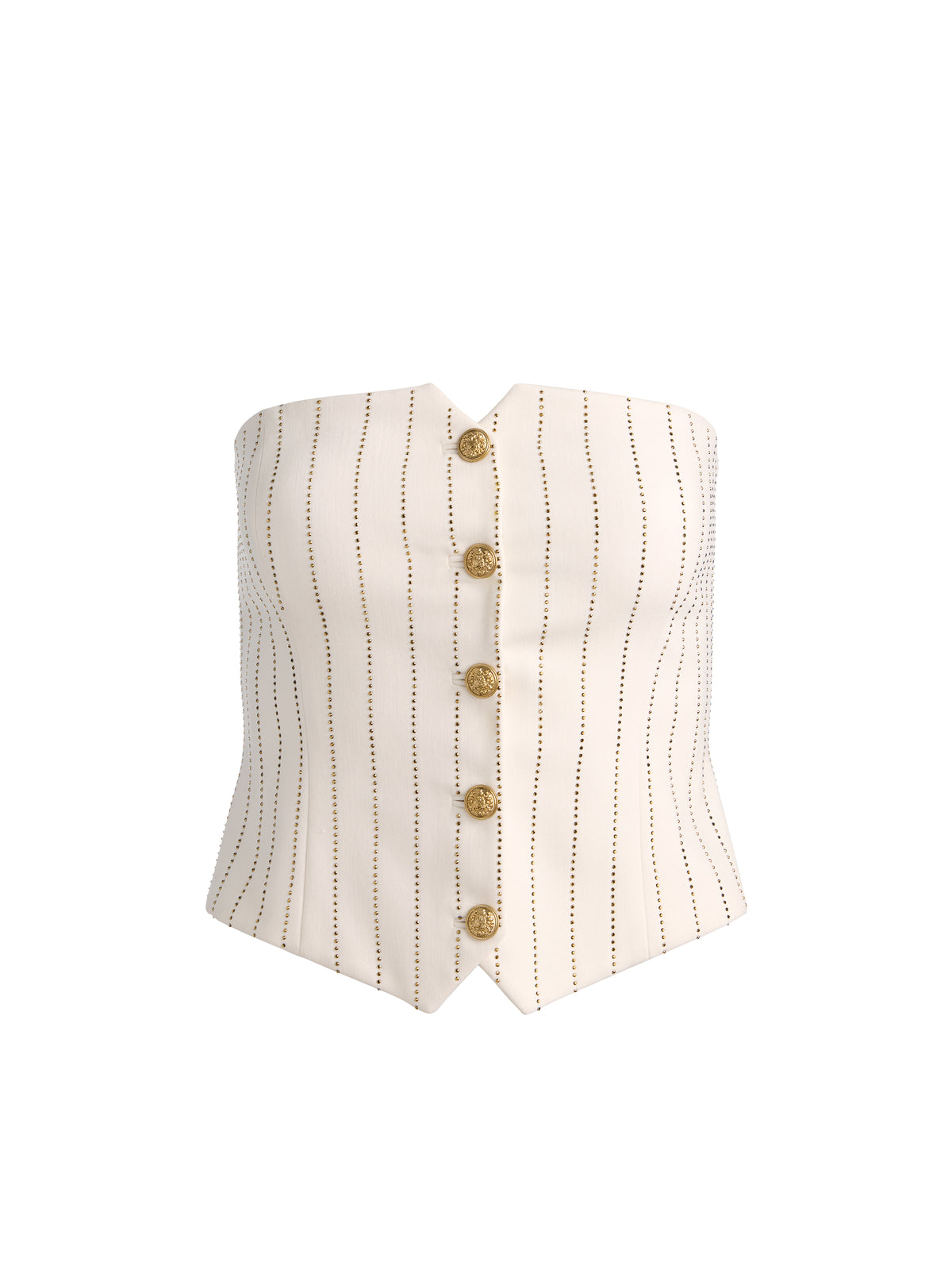 KELCEY STRAPLESS EMBELLISHED VEST - OFF WHITE/GOLD