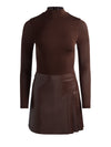 CHARA VEGAN MINI DRESS-DARK CHOCOLATE-ALICE + OLIVIA