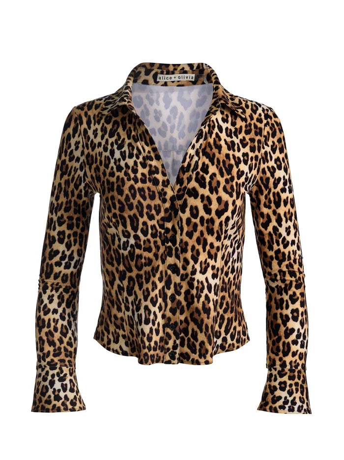FREYA BUTTON DOWN TOP-SPOTTED LEOPARD-ALICE + OLIVIA