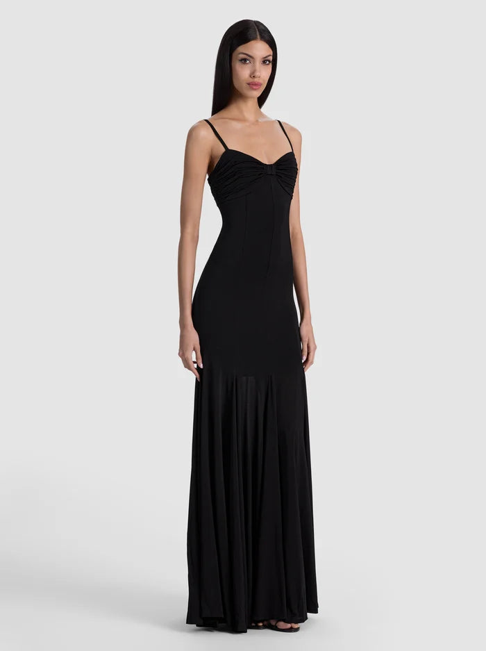 IRINA TWIST FT GODET MAXI DRESS-Black-ALICE + OLIVIA