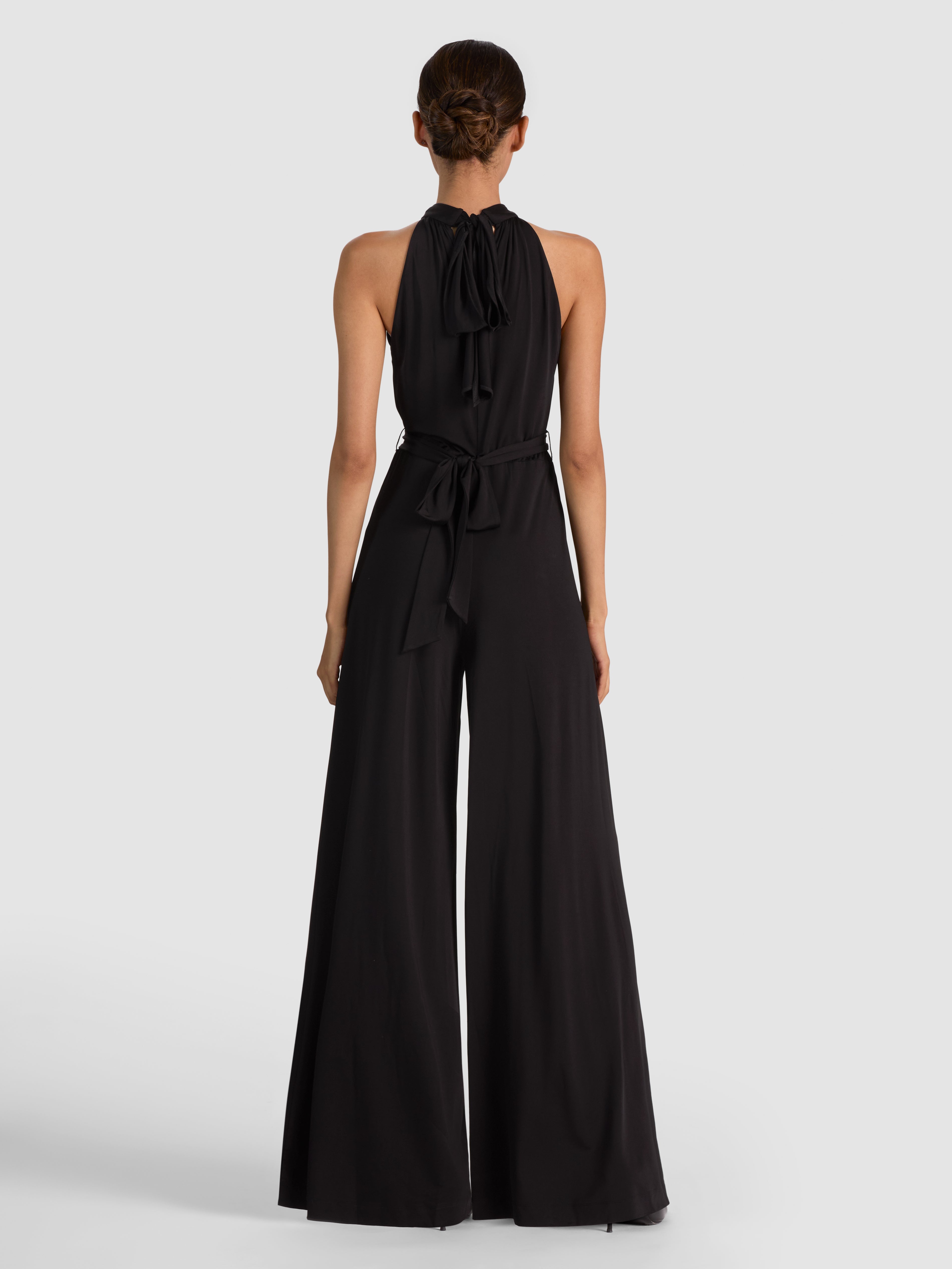 THELMA WIDE LEG JUMPSUIT in Black | ALICE + OLIVIA