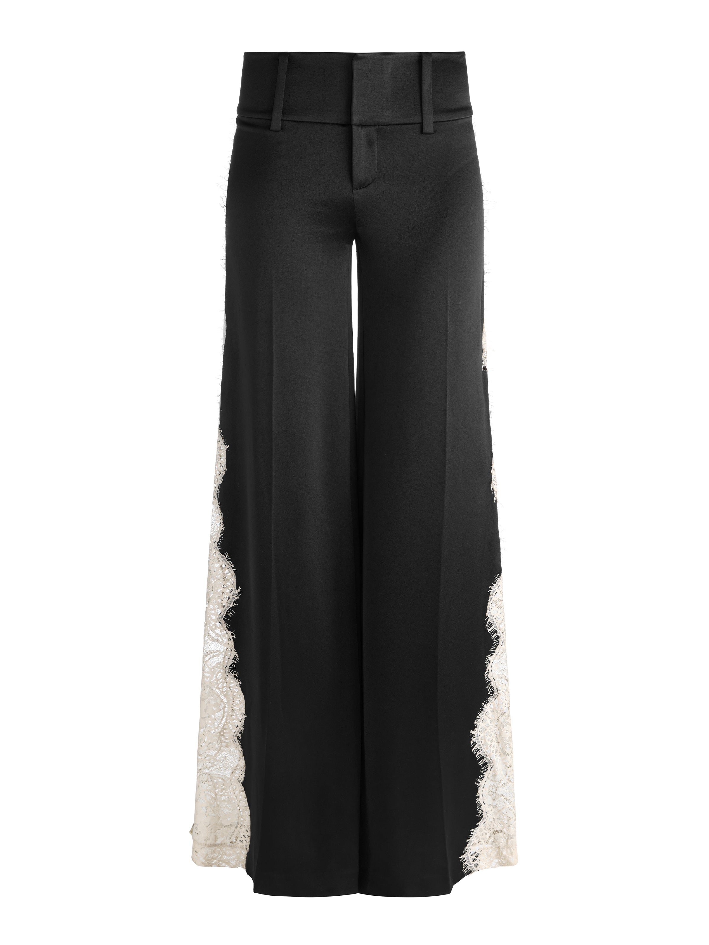 OLIVIA WIDE LEG LACE PANT in BLACK/CHINO | ALICE + OLIVIA