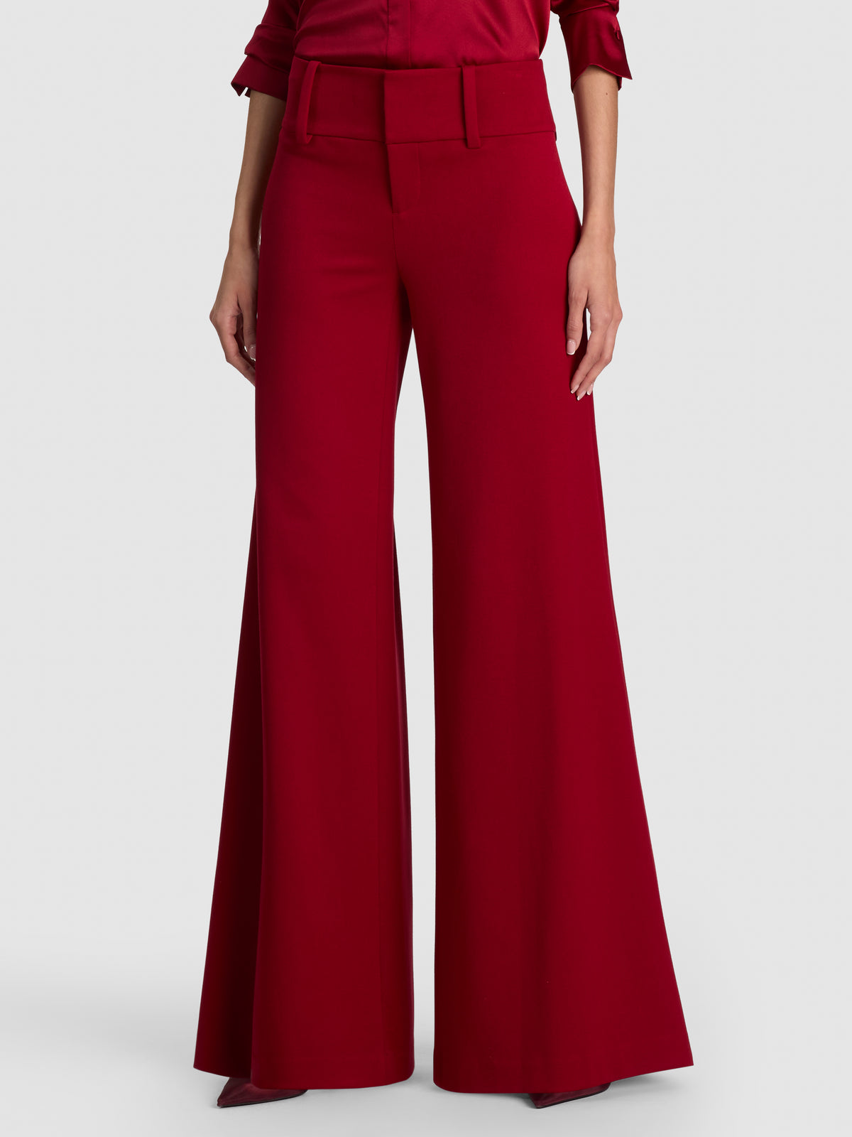 OLIVIA WIDE LEG PANT - GARNET
