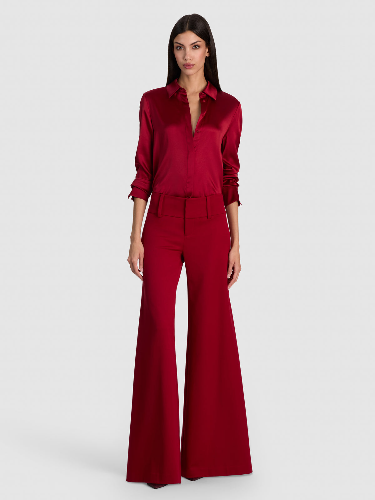 OLIVIA WIDE LEG PANT-GARNET-ALICE + OLIVIA