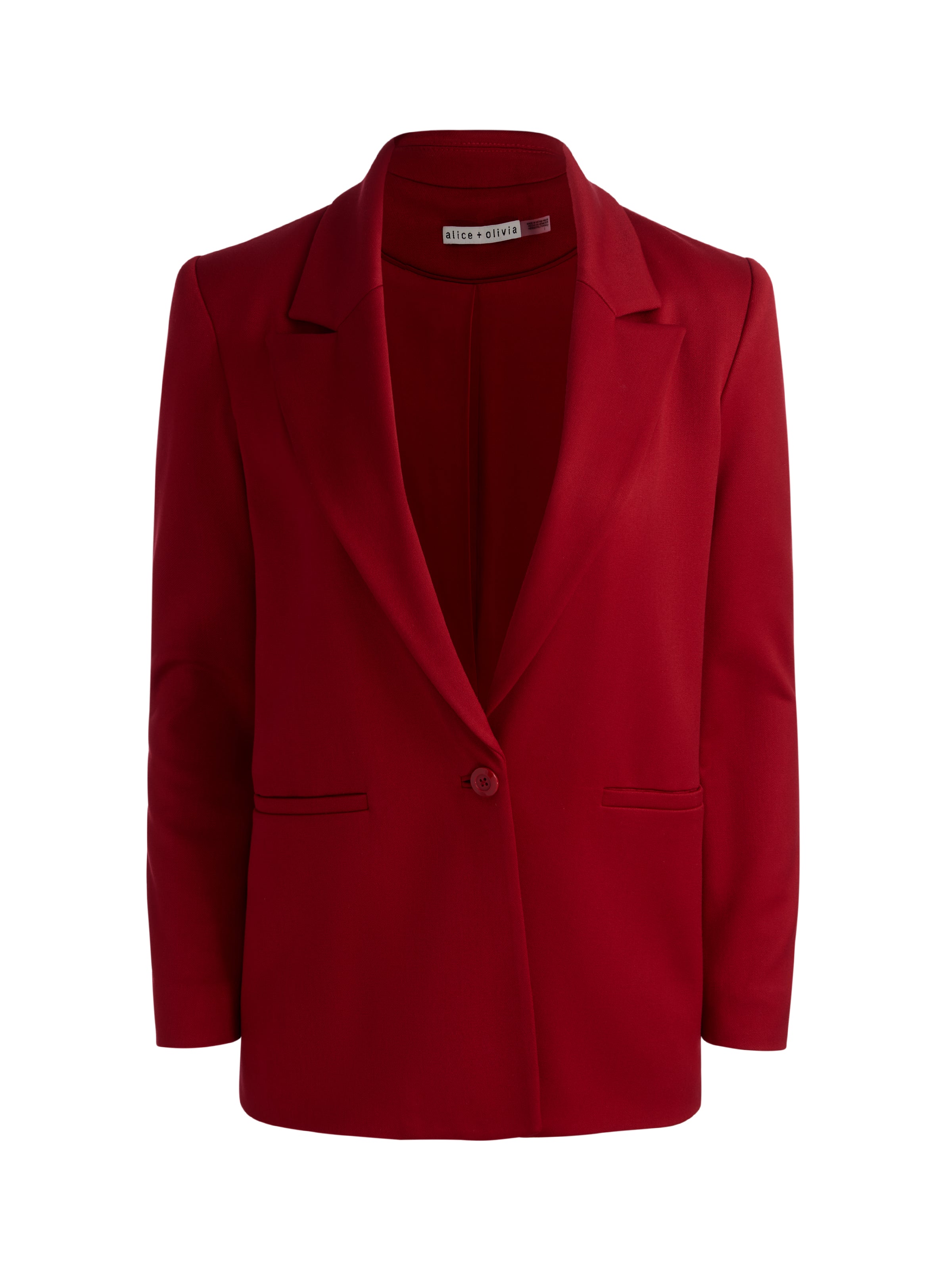 DENNY BOYFRIEND BLAZER in GARNET | ALICE + OLIVIA