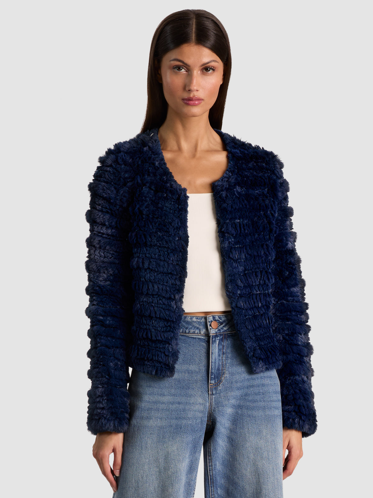 FAWN FAUX FUR JACKET-MIDNIGHT BLUE-ALICE + OLIVIA