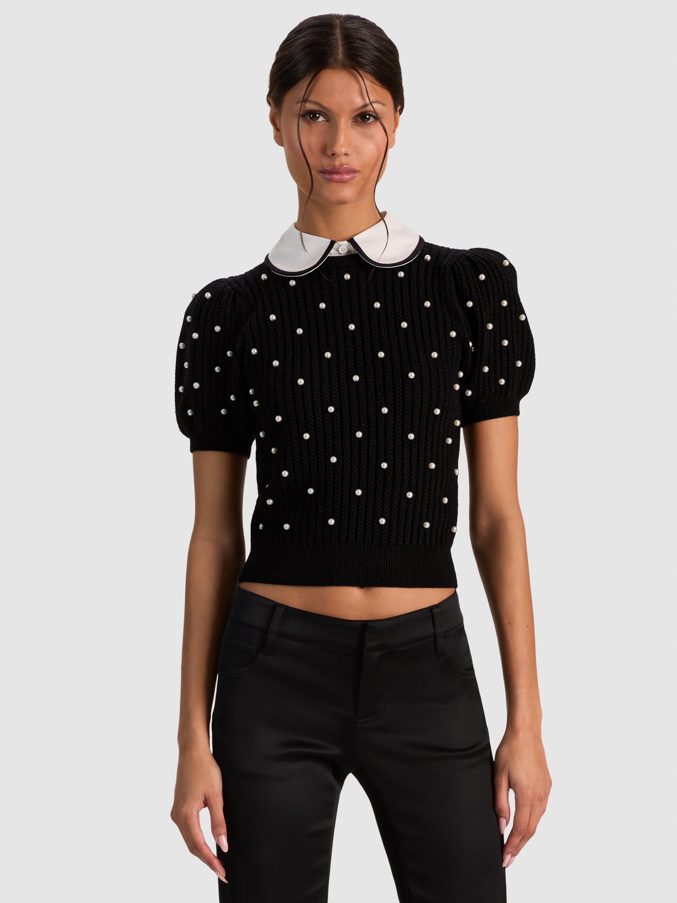 MAGLIONE CHASE A MANICHE A SBUFFO CON COLLETTO IN TESSUTO RIMOVIBILE-ALICE + OLIVIA