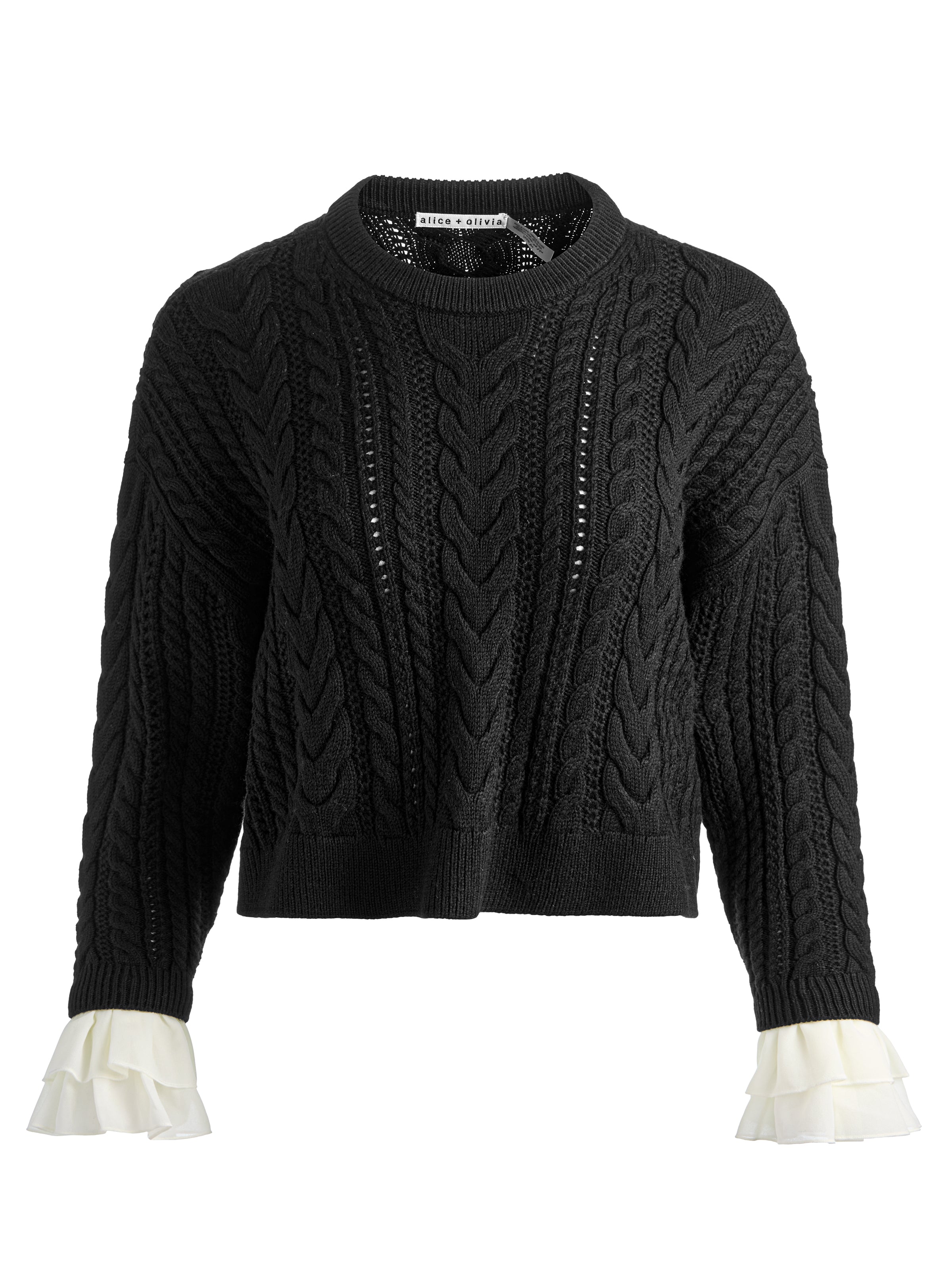 MAGLIONE CROP GIROCOLLO SHERLENE CON POLSINI A RUFFLES-ALICE + OLIVIA