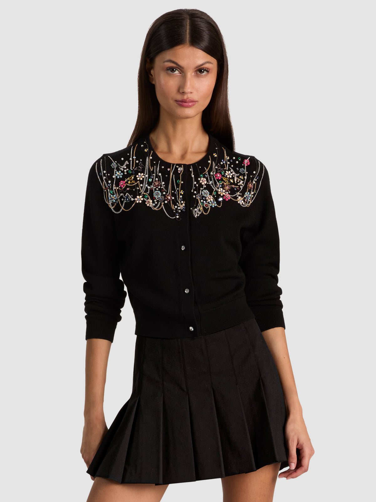 DOLLIE EMBELLISHED CARDIGAN - BLACK