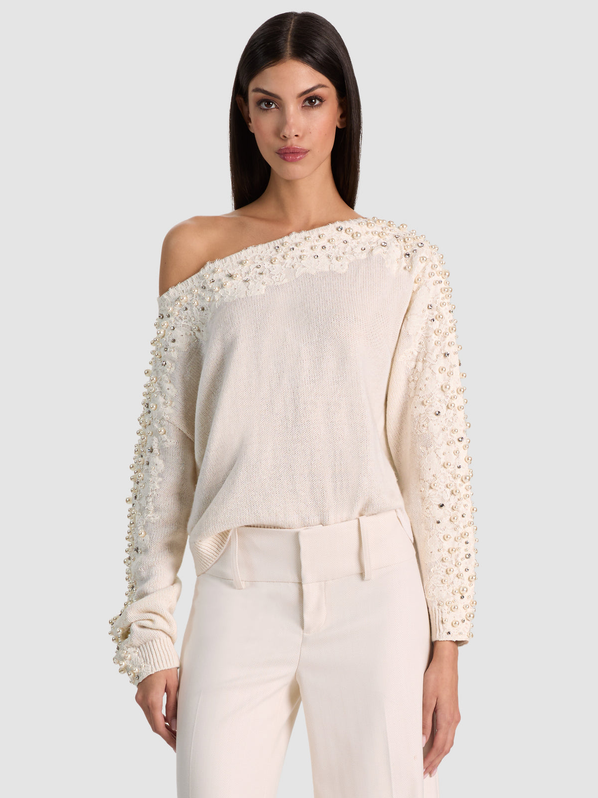 LENNA EMBELLISHED PULLOVER - SOFT WHITE