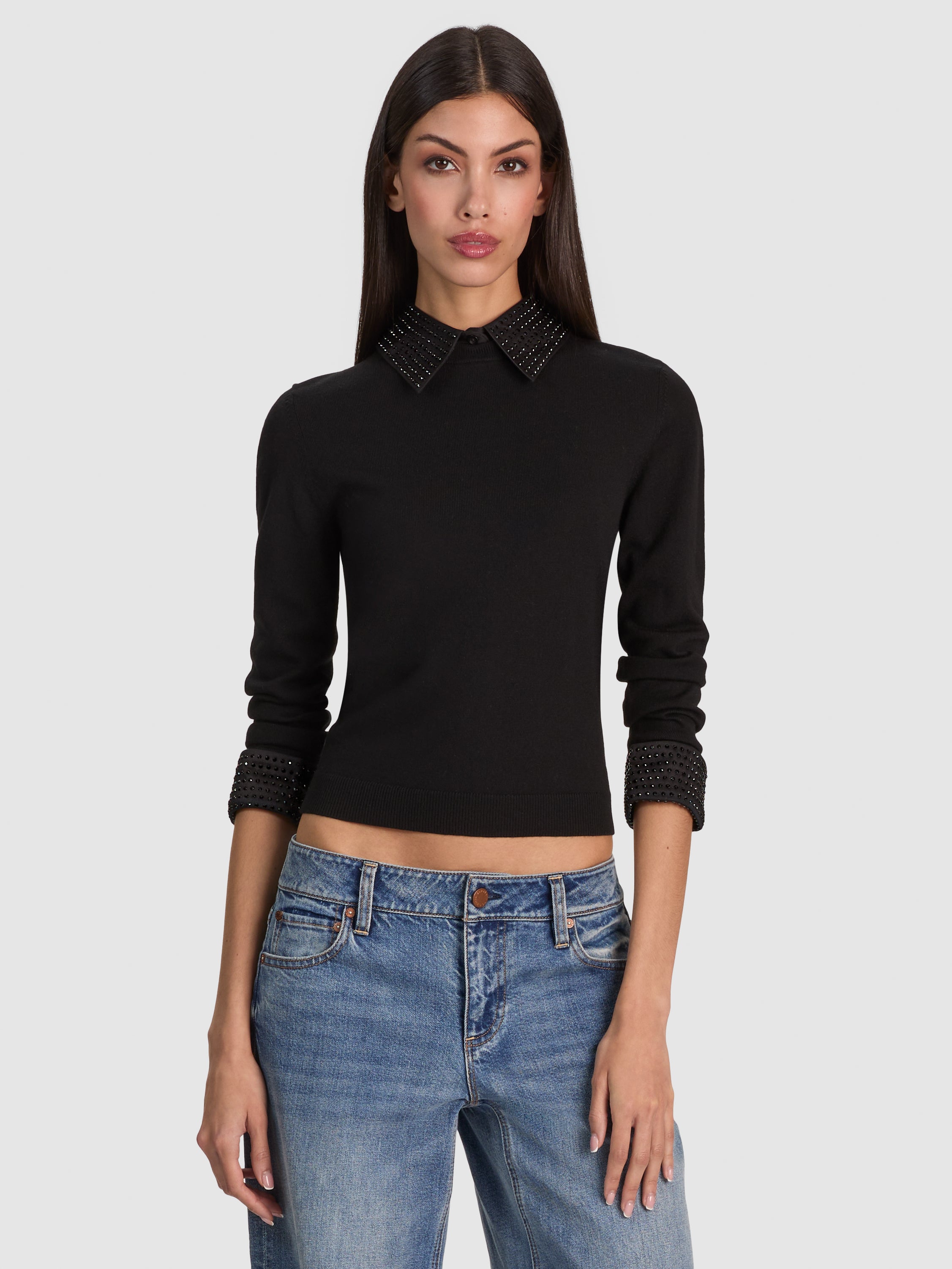 MAGLIONE CON COLLO PORLA EMB-ALICE + OLIVIA