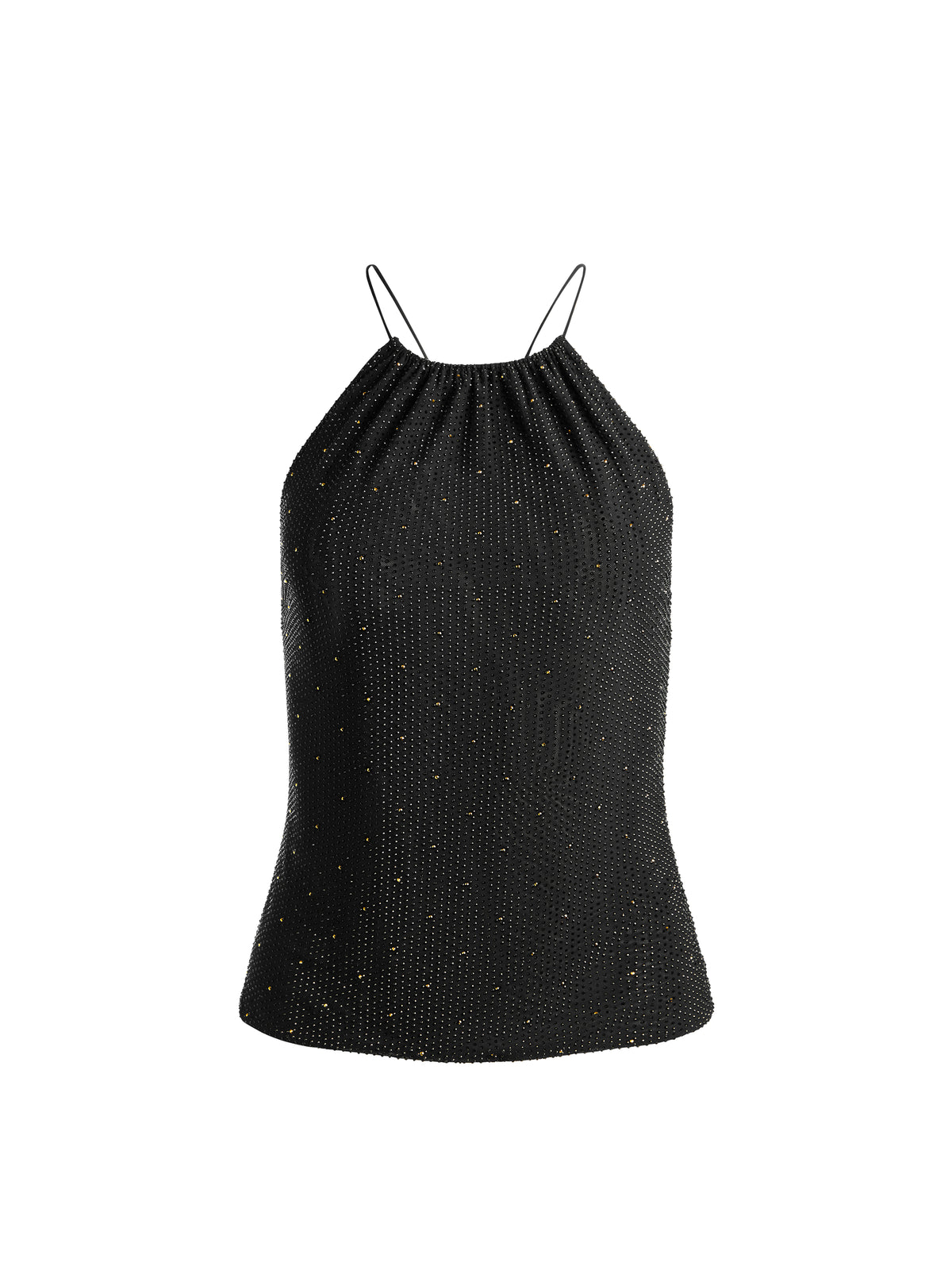 ZUMI EMBELLISHED HALTER TOP - BLACK/GOLD