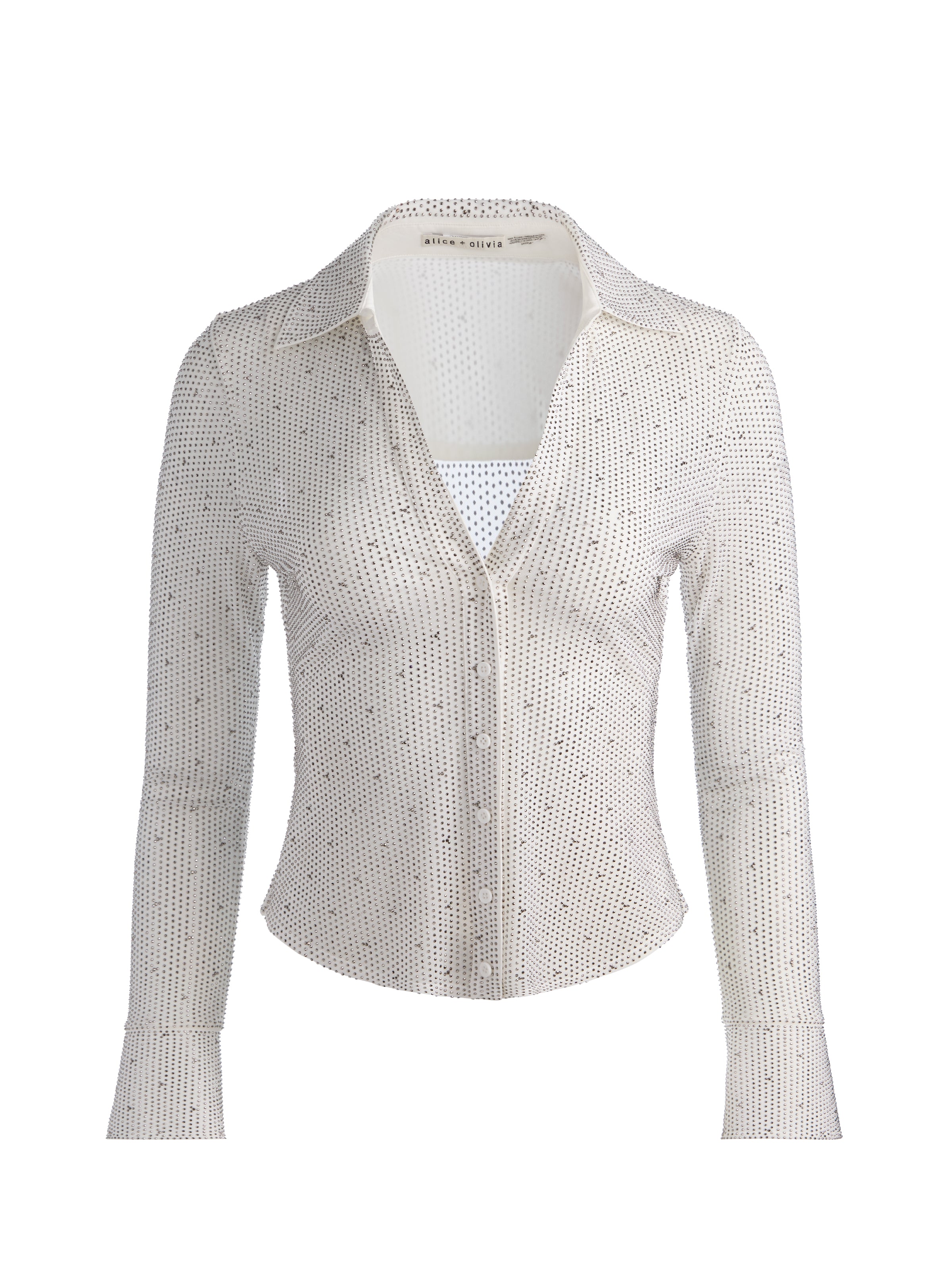 ALAINA CROPPED HENLEY in SOFT WHITE | ALICE + OLIVIA