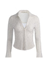 FREYA EMBELLISHED BUTTON DOWN TOP-OFF WHITE/HEMATITE-ALICE + OLIVIA