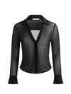 FREYA EMBELLISHED BUTTON DOWN TOP-BLACK/GOLD-ALICE + OLIVIA
