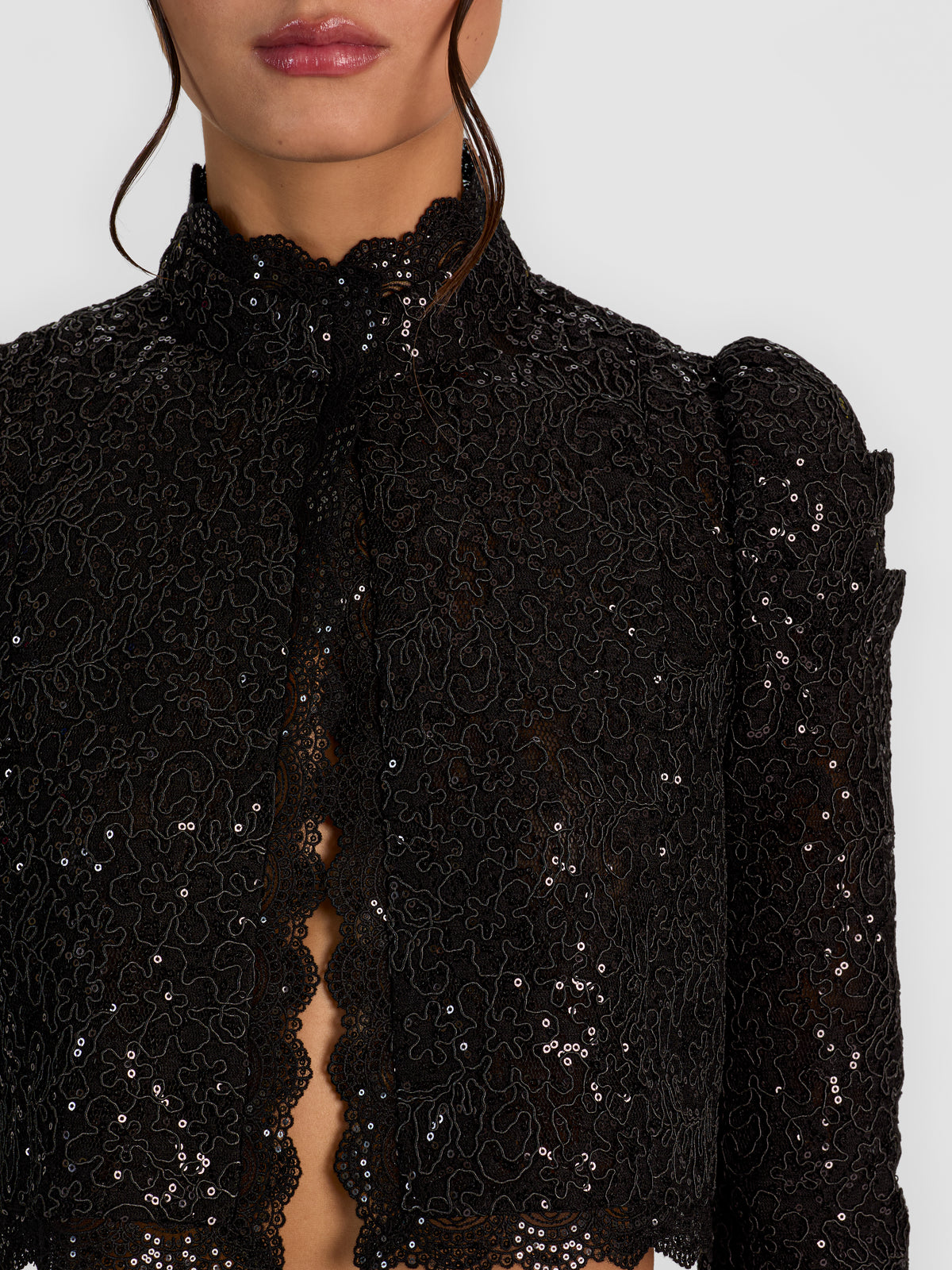 THOMASINA EMBELLISHED LACE JACKET-Black-ALICE + OLIVIA