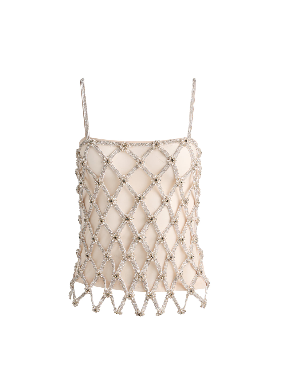 GIADA EMBELL LATTICE TOP CORTO AMPIO - BIANCO SPORCO/ARGENTO