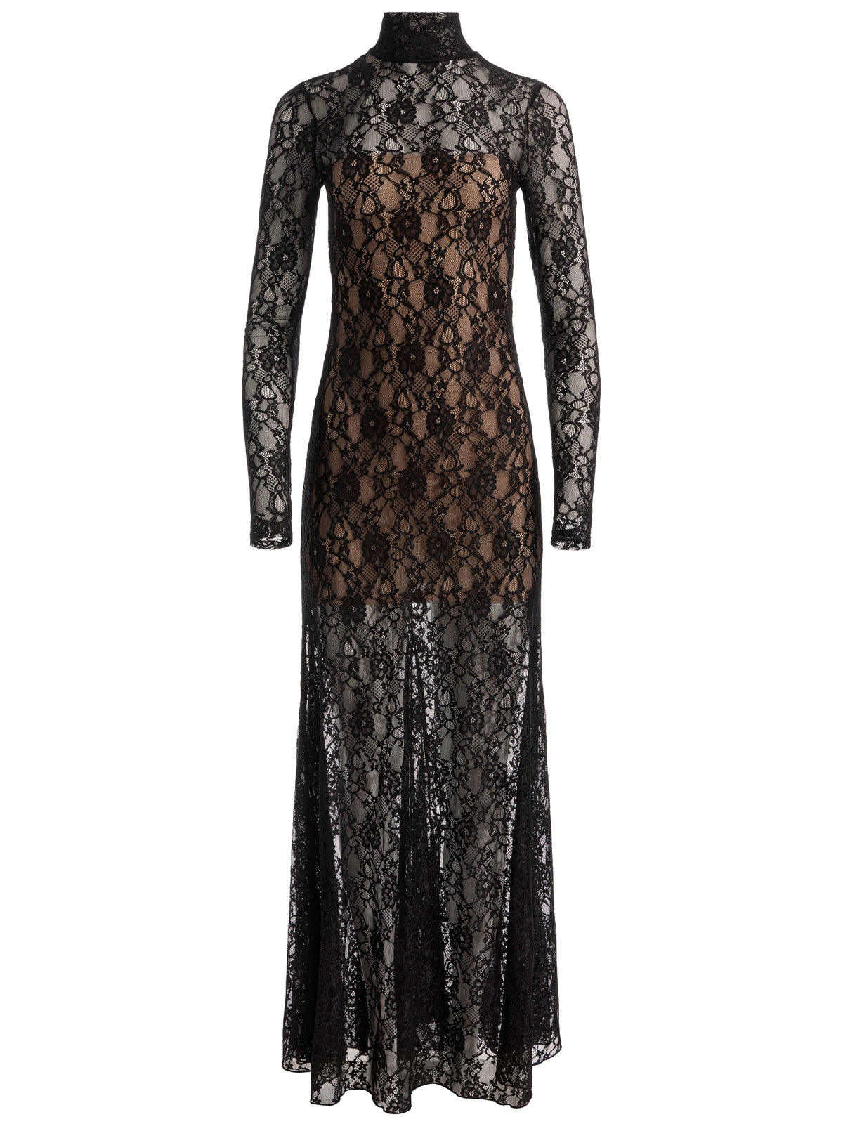 ABITO LUNGO DELORA LACE MOCK NK LS CON STRASCICO - NERO