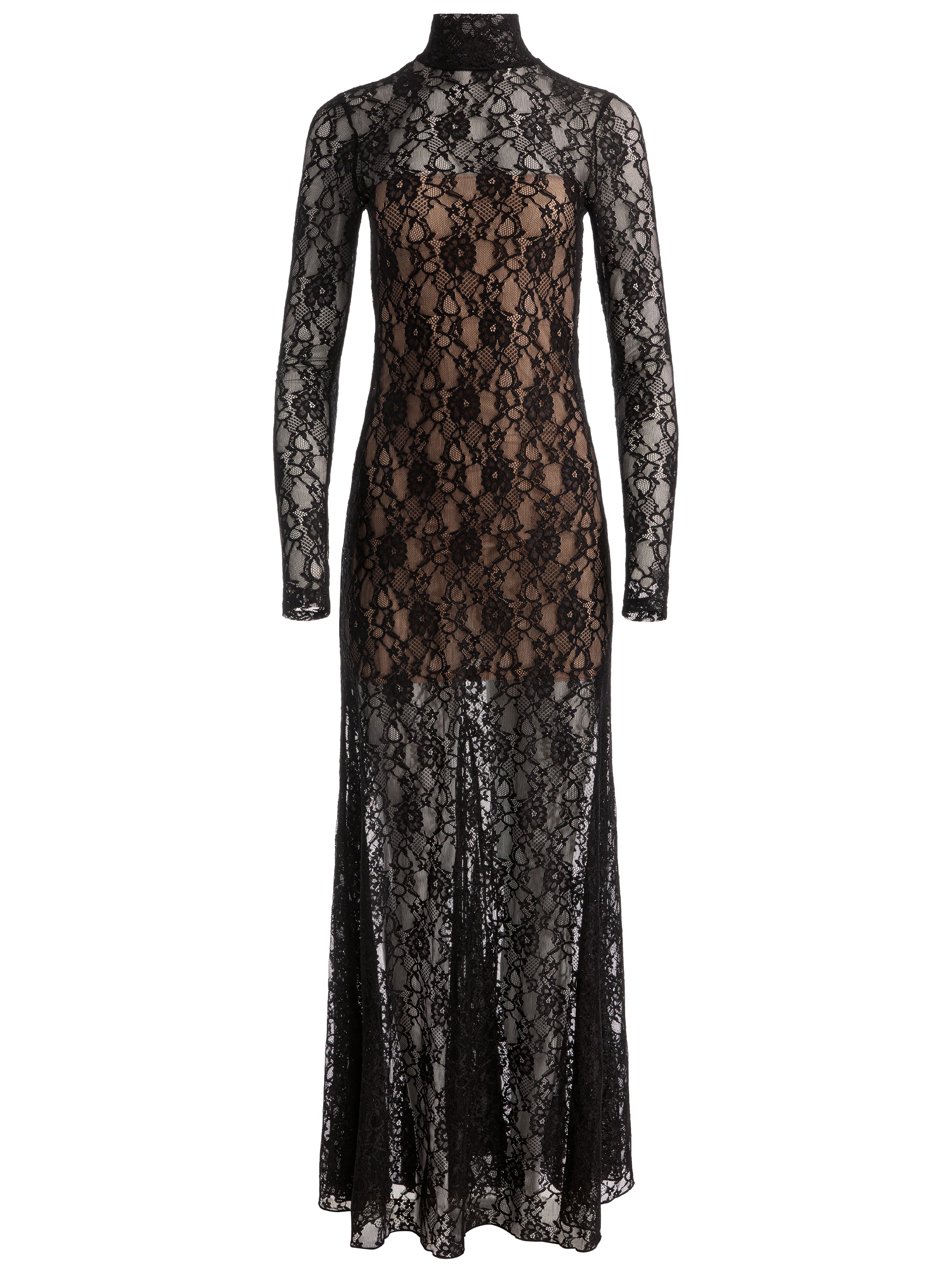 DELORA LACE MAXI DRESS WITH TRAIN - BLACK