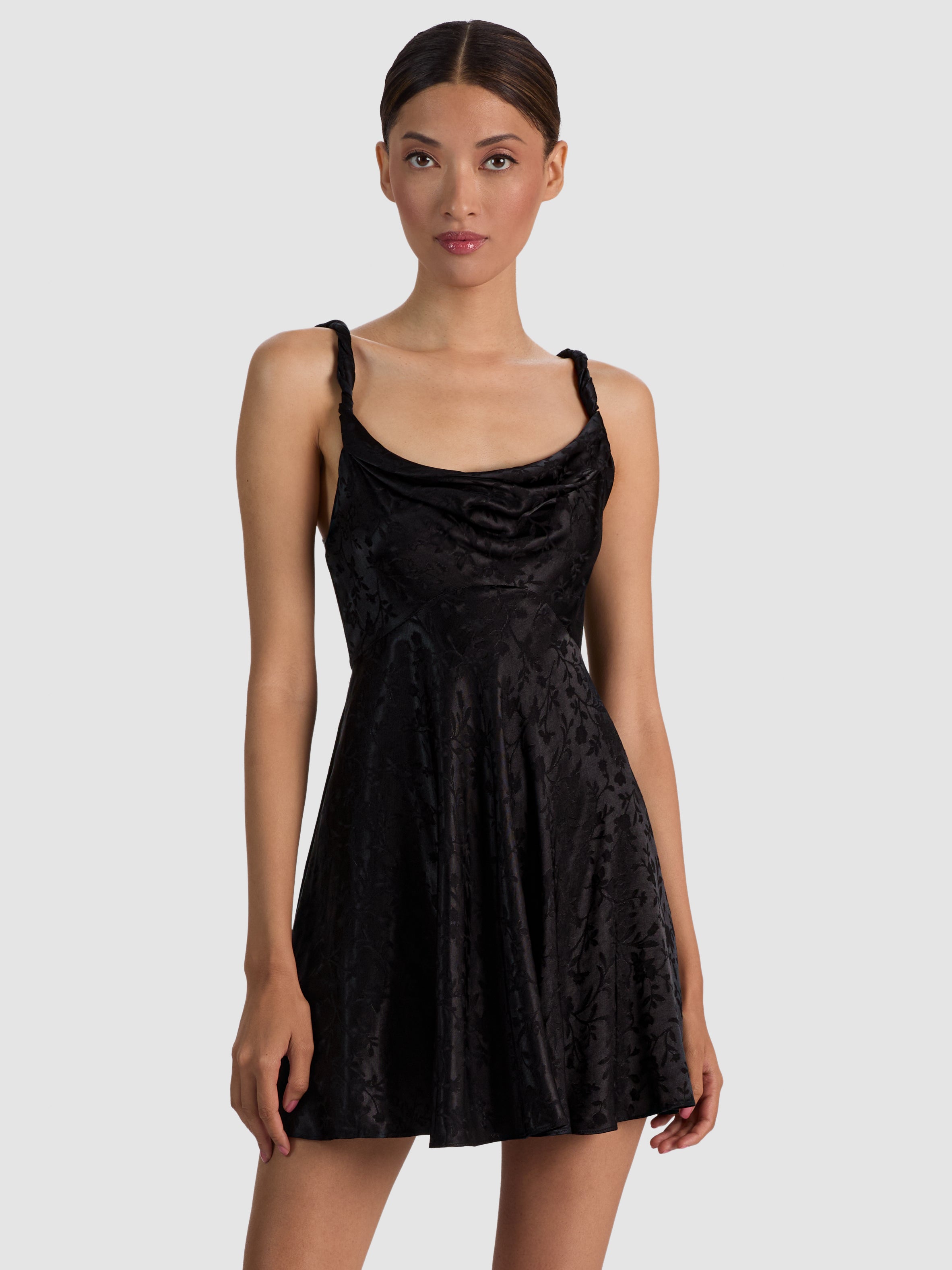 MONIQUE ABITO CORTO CON SCOLLO A COSCIA E SPALLINE A TORSIONE-ALICE + OLIVIA