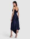 ROBE MIDI MONIQUE COL BENITIER ASYMÉTRIQUE À BRETELLES FINES ET FENTE HAUTE-ALICE + OLIVIA