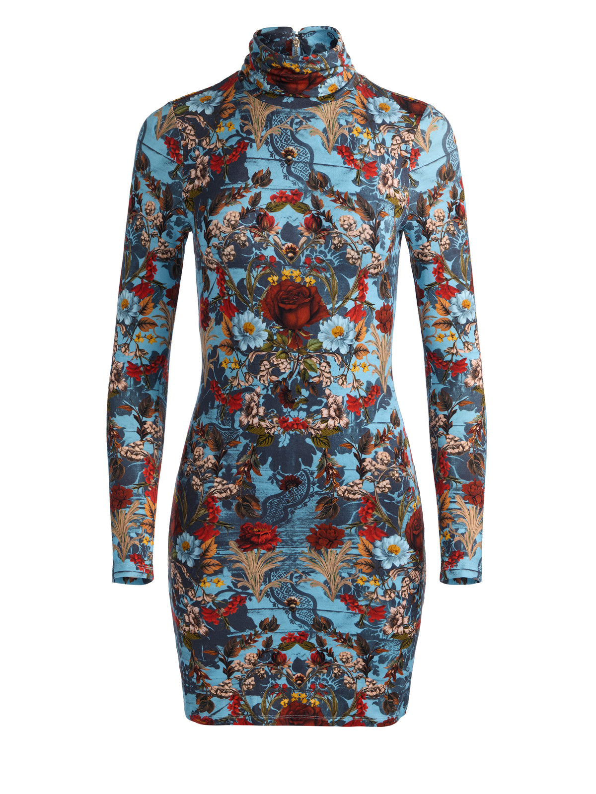ROBE COURTE AJUSTÉE À COL ROULÉ ET PLISSÉ DELORA LS - BLEU MINÉRAL HEARTSTRINGS