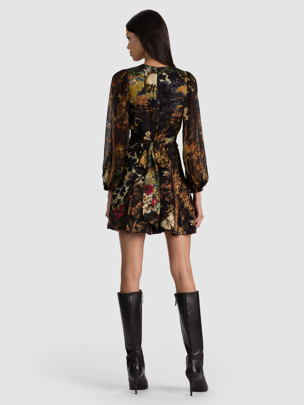 IRENE CUTAWAY LACE MINI DRESS-WISTFUL WOODS-ALICE + OLIVIA