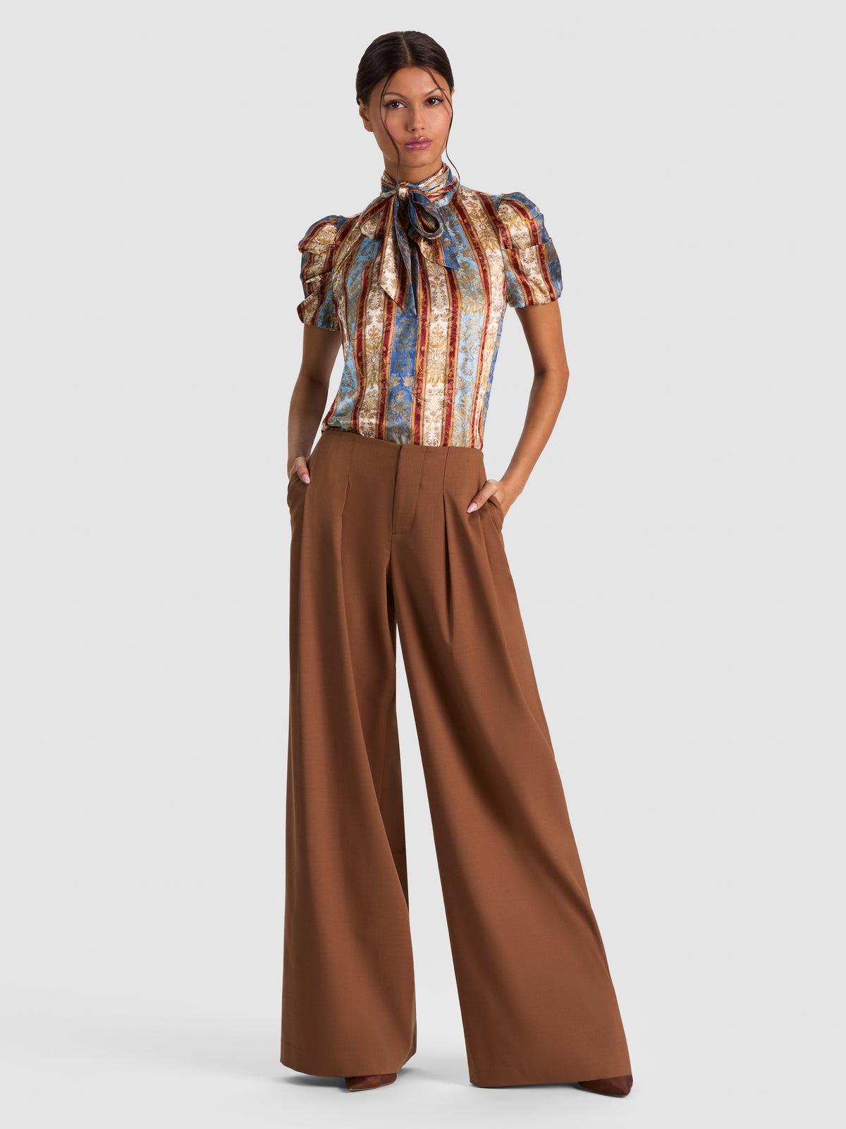 BRENTLEY TIE NECK BLOUSE-GRAND AFFAIR-ALICE + OLIVIA