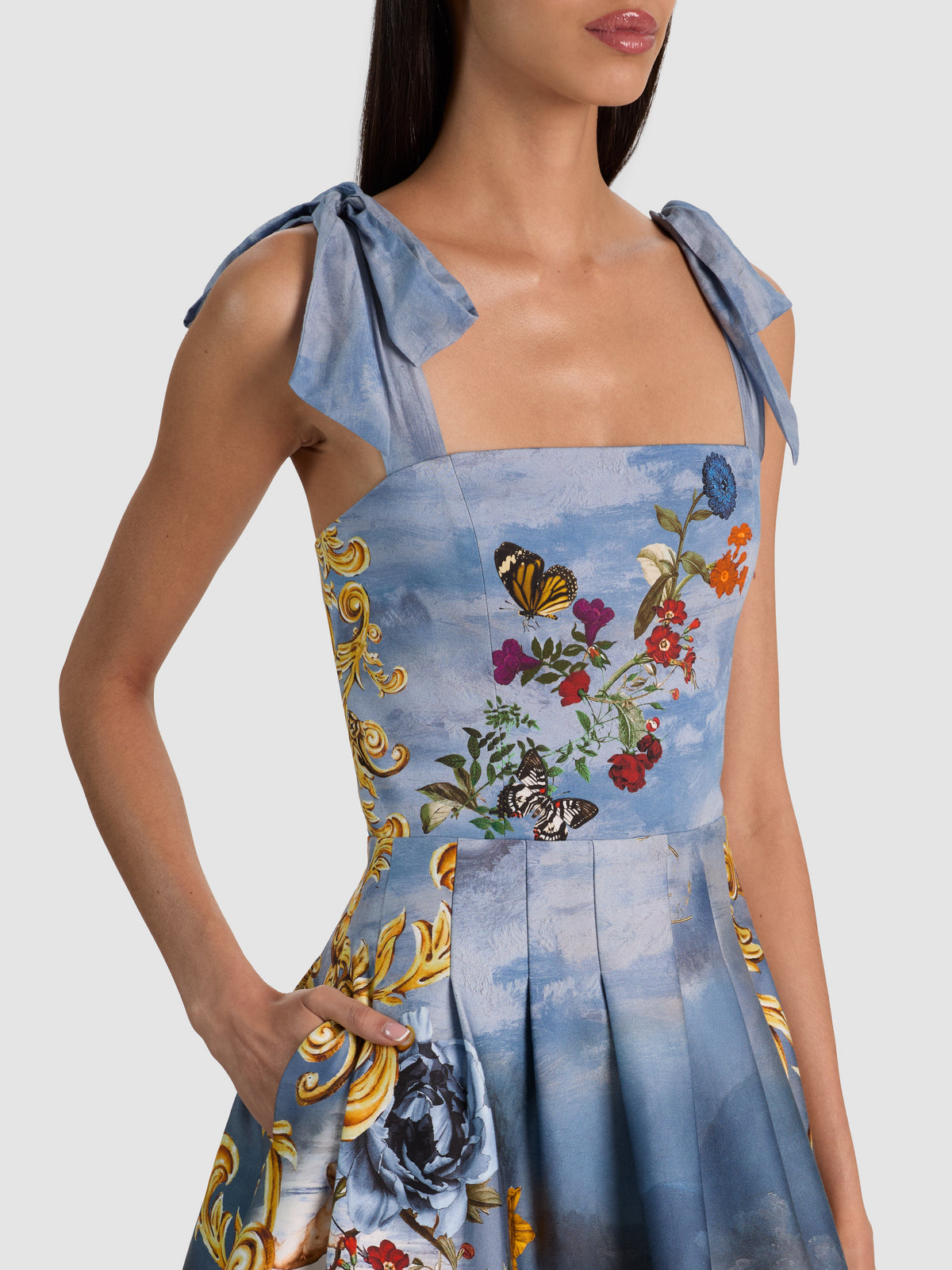 ROBE MIDI HANA SQ NK À BRETELLES FINES - ALPINE DAWN