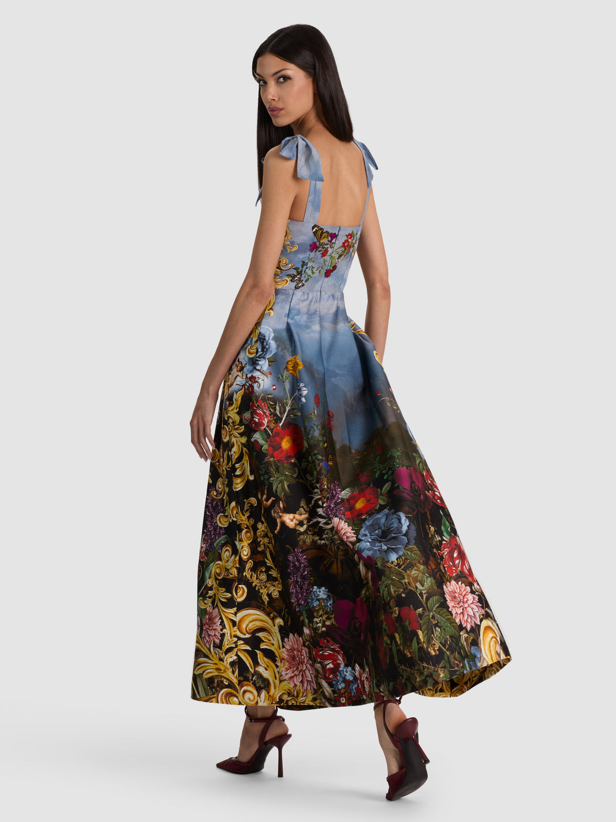 HANA TIE STRAP MIDI DRESS-ALPINE DAWN-ALICE + OLIVIA