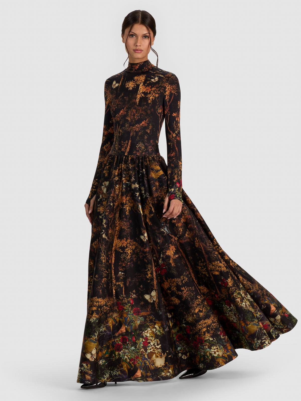 CHARA TURTLENECK MAXI DRESS-WISTFUL WOODS-ALICE + OLIVIA