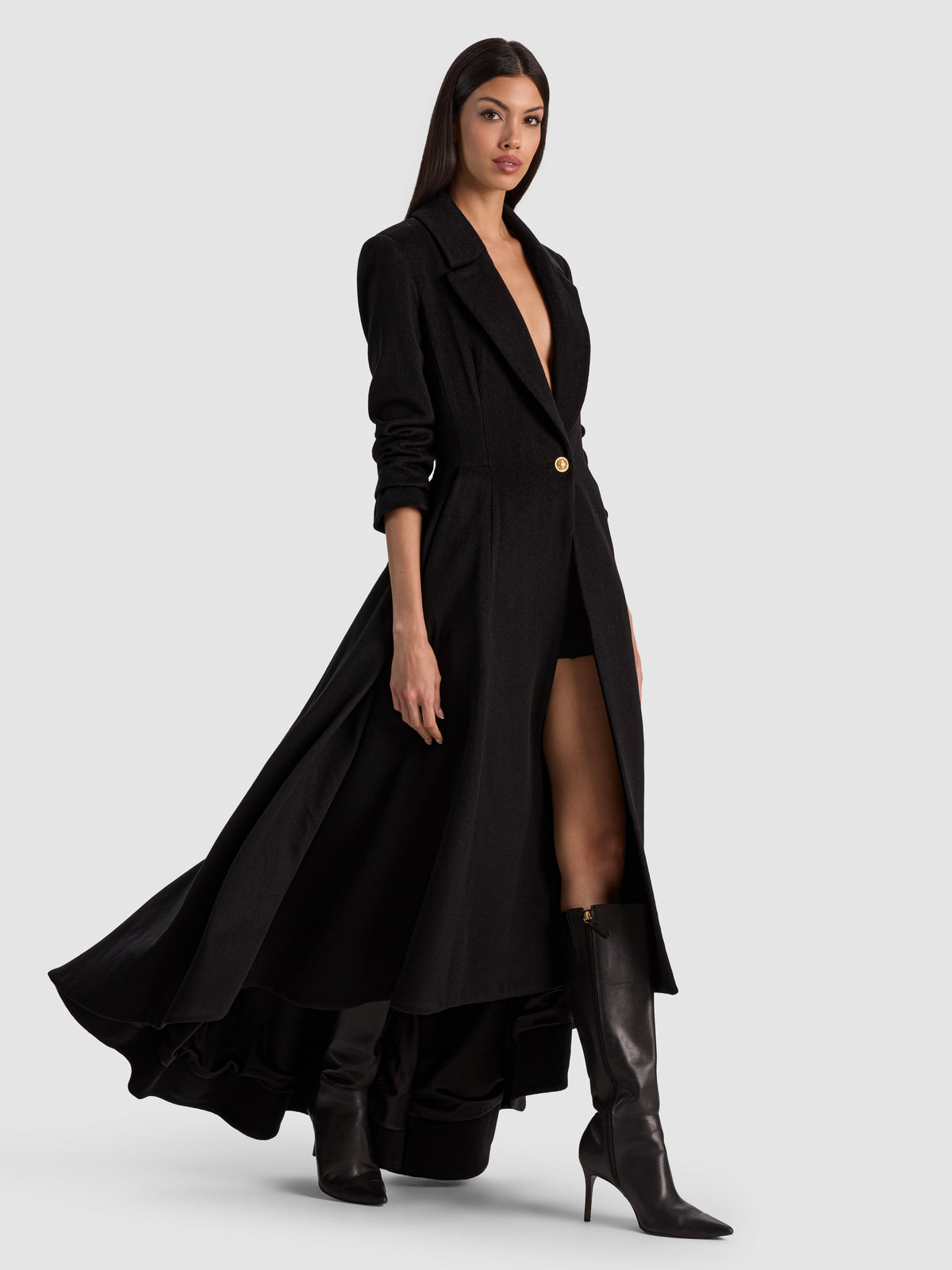 CHESHIRE SINGLE BREASTED COAT-Black-ALICE + OLIVIA
