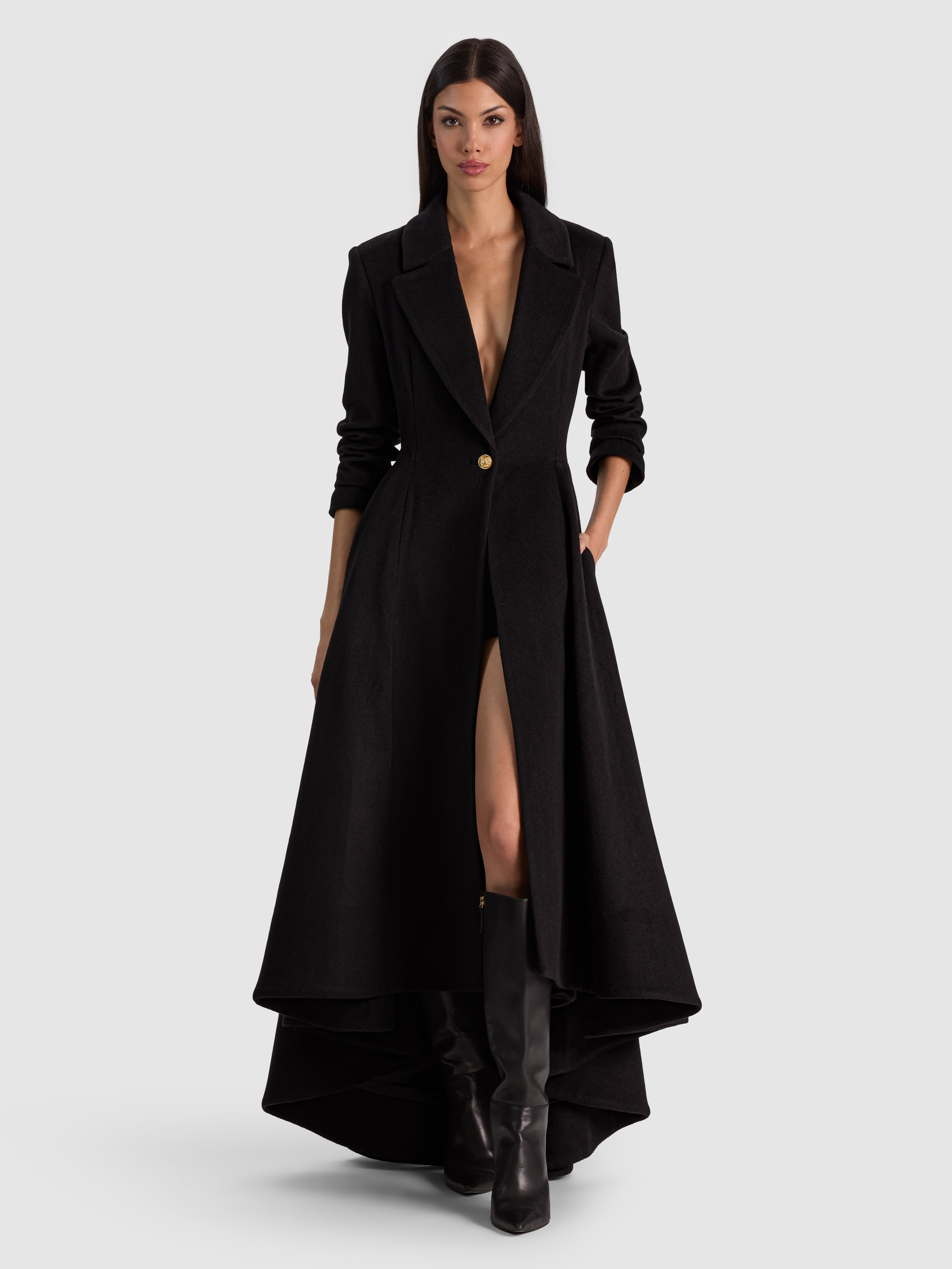 CHESHIRE SINGLE BREASTED COAT in Black | ALICE + OLIVIA