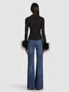 FREYA FEATHER BUTTON DOWN TOP-Black-ALICE + OLIVIA
