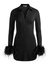 ROBE FREYA AJUSTÉE CINTREE BOUTONNÉE AVEC POIGNETS AMOVIBLES EN PLUMES-ALICE + OLIVIA