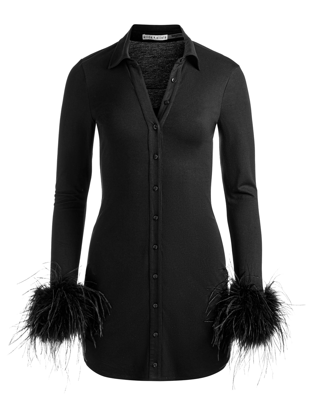 ROBE FREYA AJUSTÉE CINTREE BOUTONNÉE AVEC POIGNETS AMOVIBLES EN PLUMES-ALICE + OLIVIA