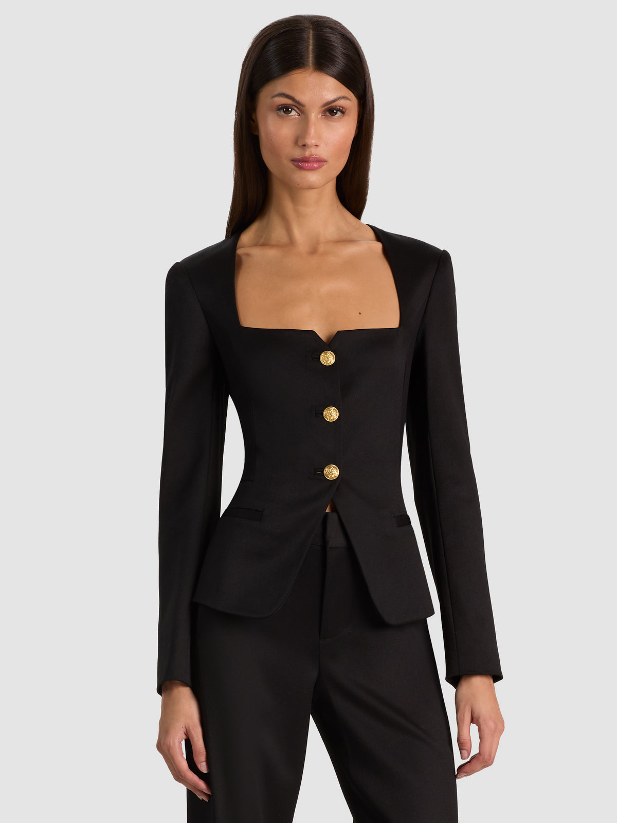 TRISHA FITTED JACKET-Black-ALICE + OLIVIA