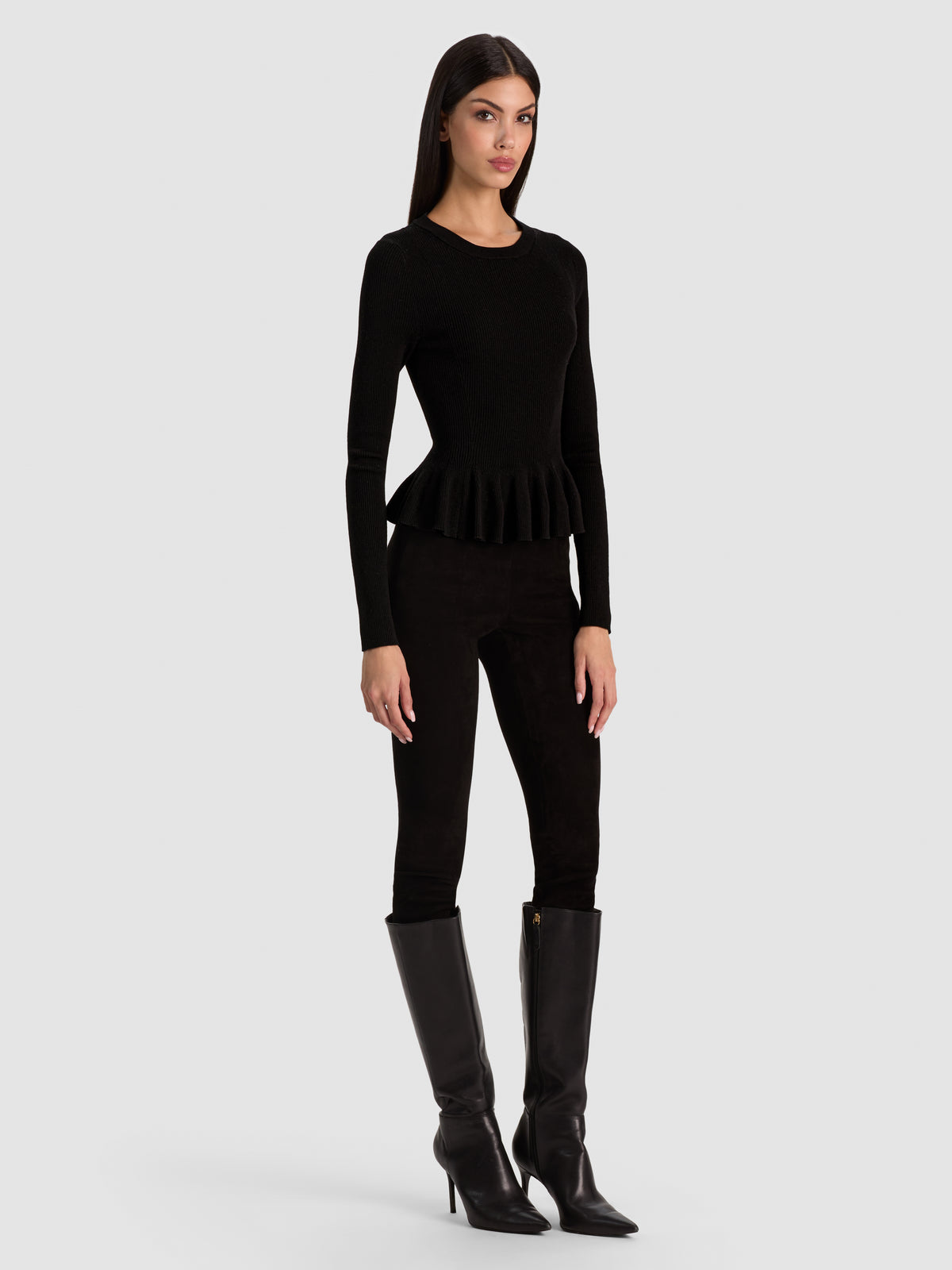KISHA RIBBED PULLOVER-Black-ALICE + OLIVIA