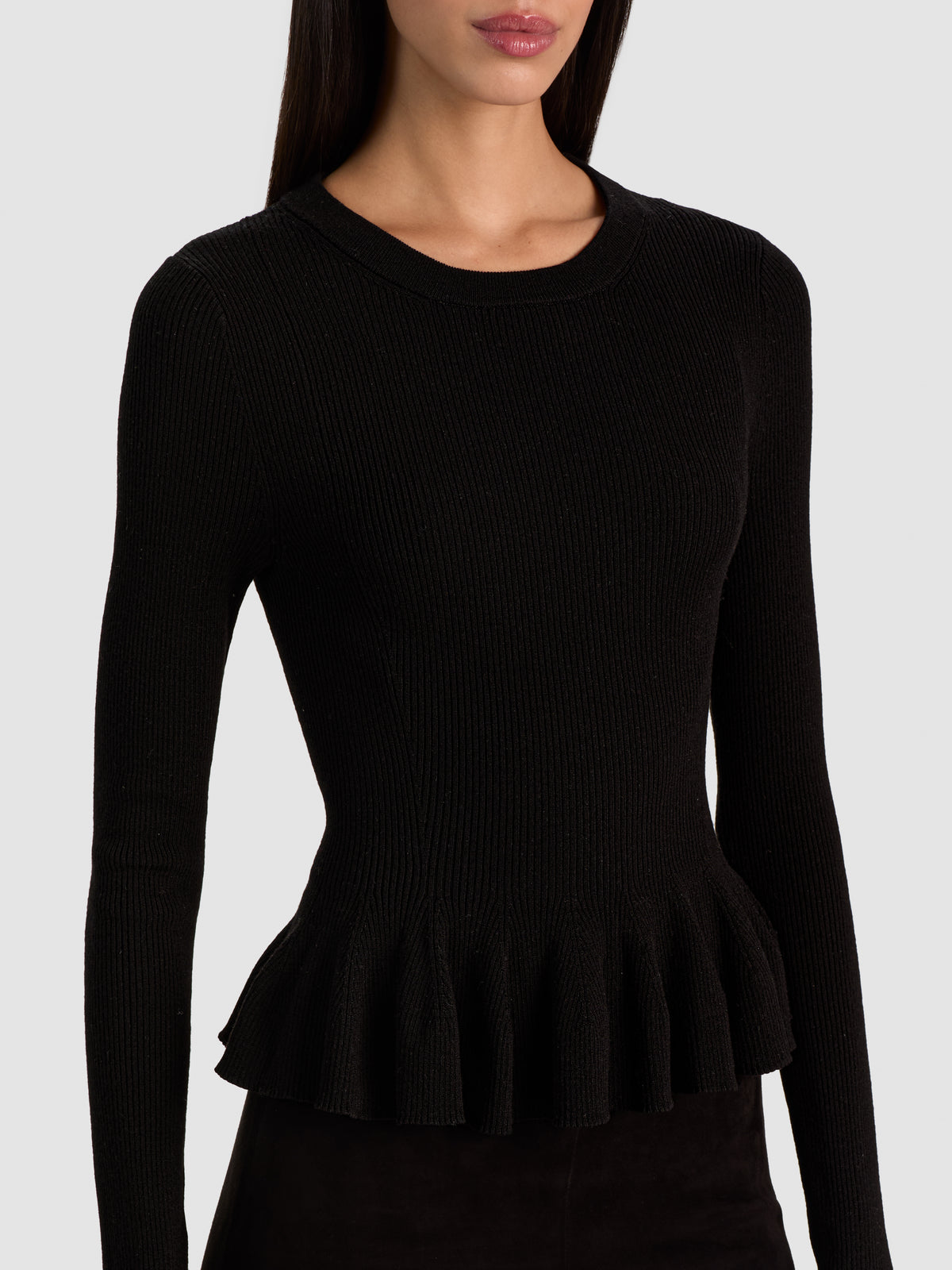 KISHA RIBBED PULLOVER-Black-ALICE + OLIVIA