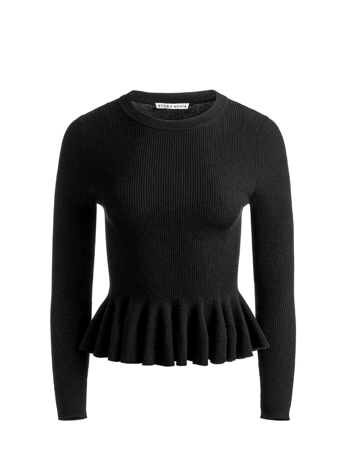 PULL-OVER PEPLUM CÔTELÉ AJUSTÉ KISHA - NOIR