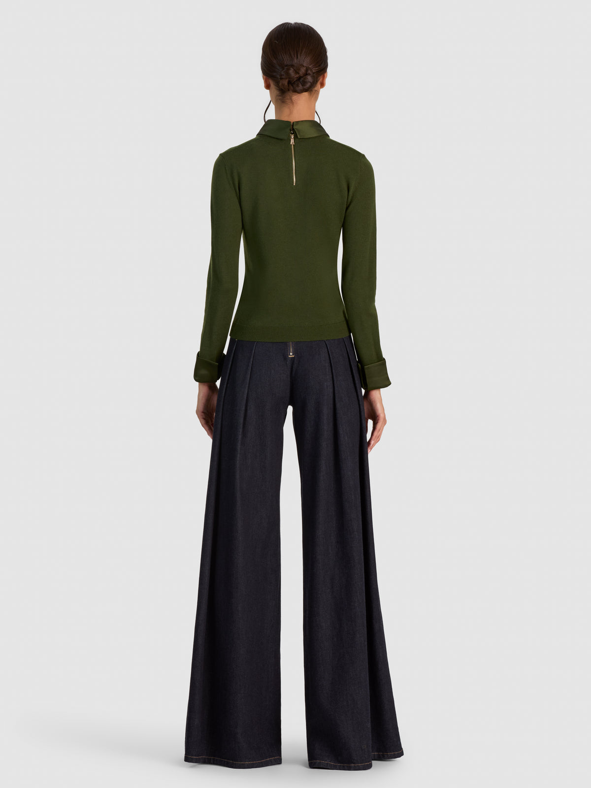 PORLA COLLARED SWEATER-DARK FERN-ALICE + OLIVIA