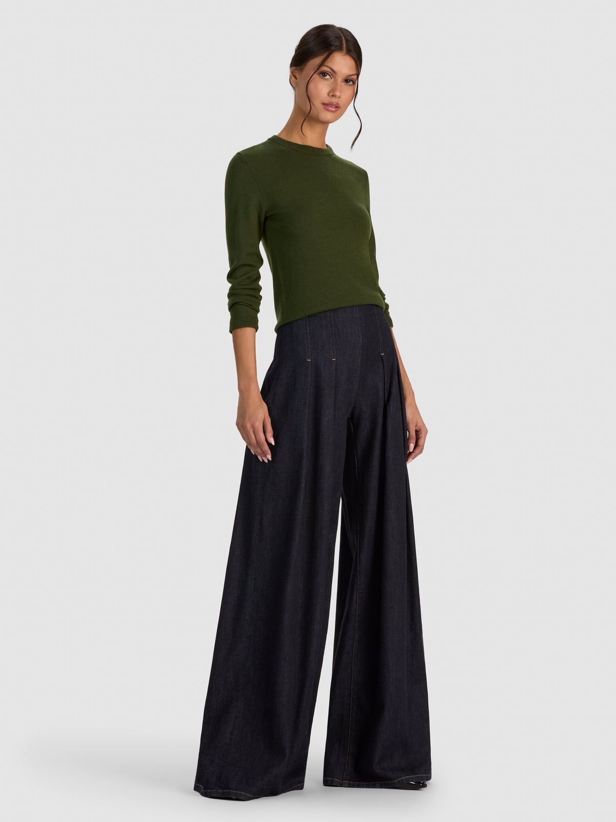 PORLA COLLARED SWEATER-DARK FERN-ALICE + OLIVIA