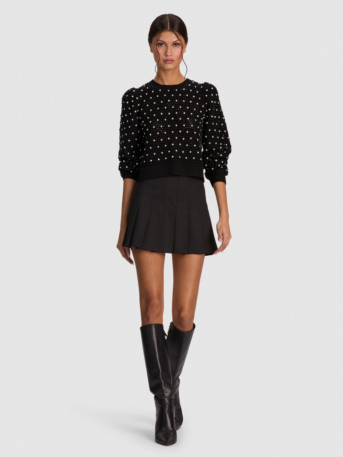 JOAN PEARL PULLOVER-Black-ALICE + OLIVIA