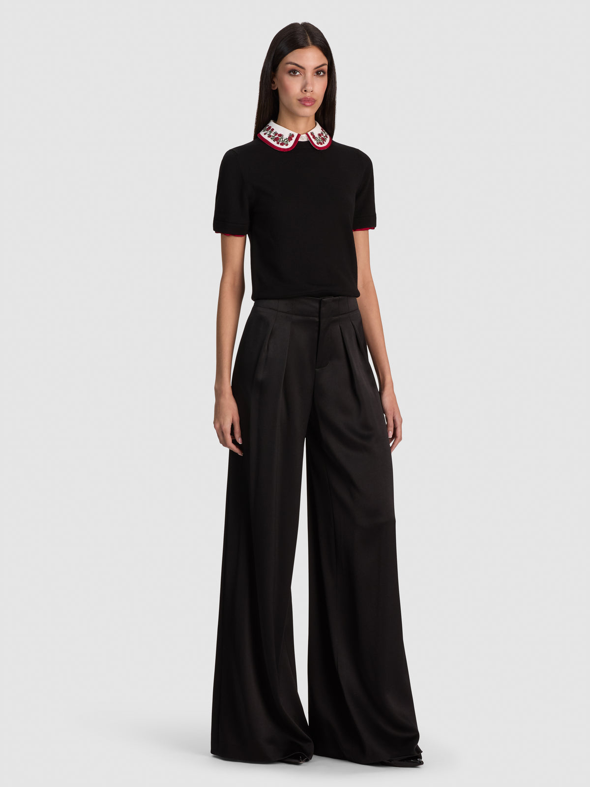 ASTER COLLARED PULLOVER-Black-ALICE + OLIVIA