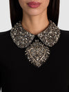 PORLA EMBELLISHED COLLARED SWEATER-BLACK/SILVER-ALICE + OLIVIA